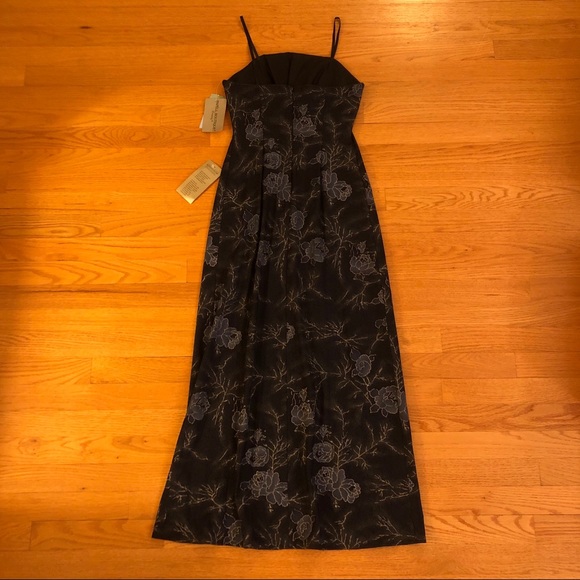 NWT Navy Floral Glittery Long Dress - Picture 4 of 4